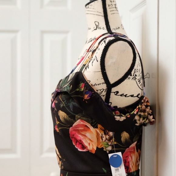 NWT PREMIER AMOUR OFF THE SHOULDER DRESS FLORAL SIZE 8 Fall floral - Picture 13 of 14